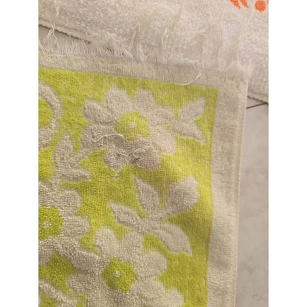 Lot of‎ 3 Vtg MCM 100% Cotton Fringe Soft Absorbent Bathroom Kitchen Hand Towels